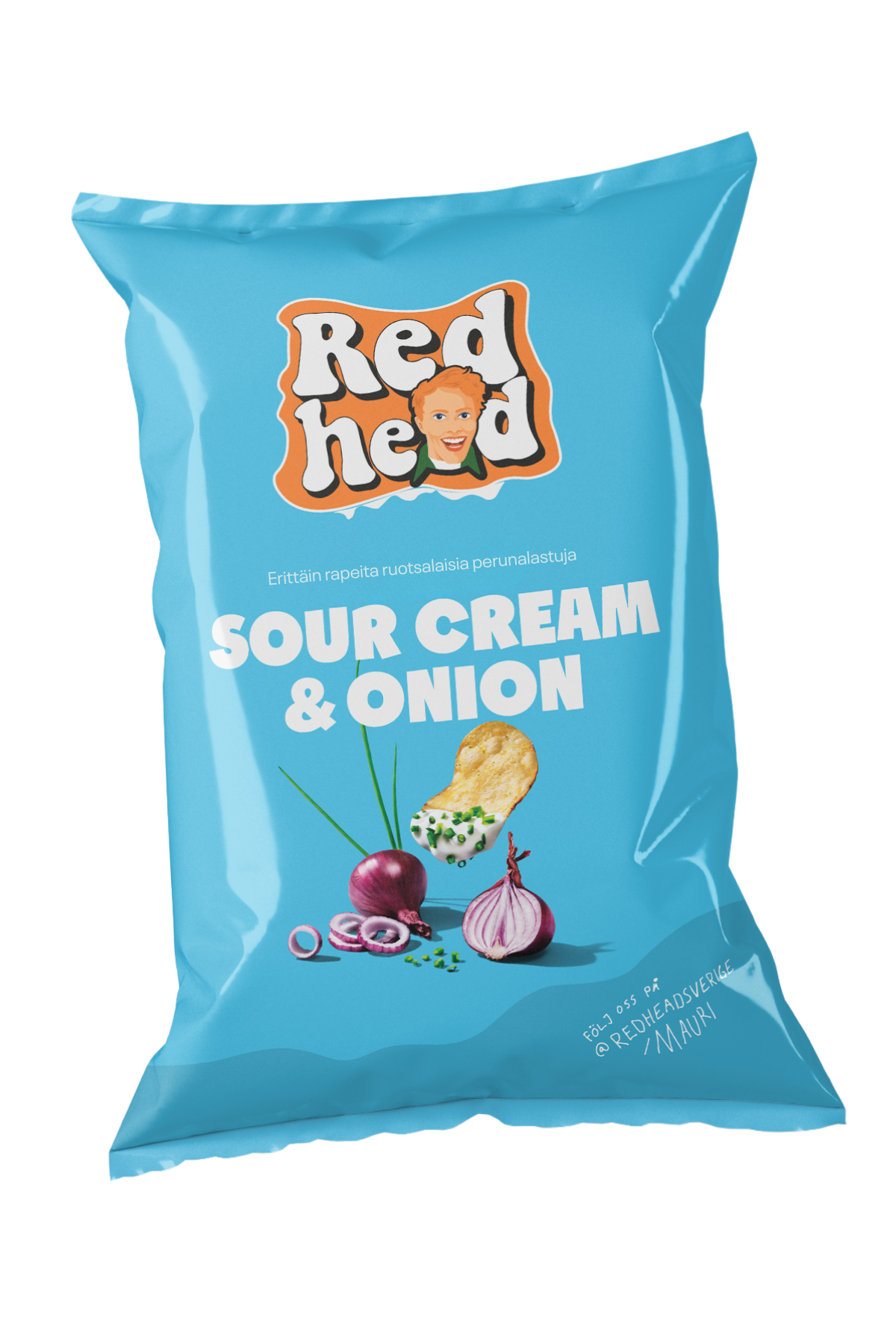 Redhead Sourcream & Onion 150g FINSK FÖRPACKNING – hel pall (384 påsar)
